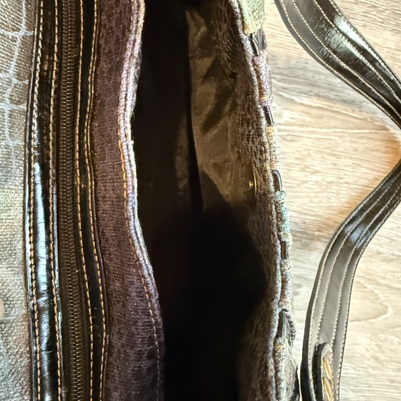 Metallic blue/charcoal pleated hobo shoulder bag - Picture 10 of 13